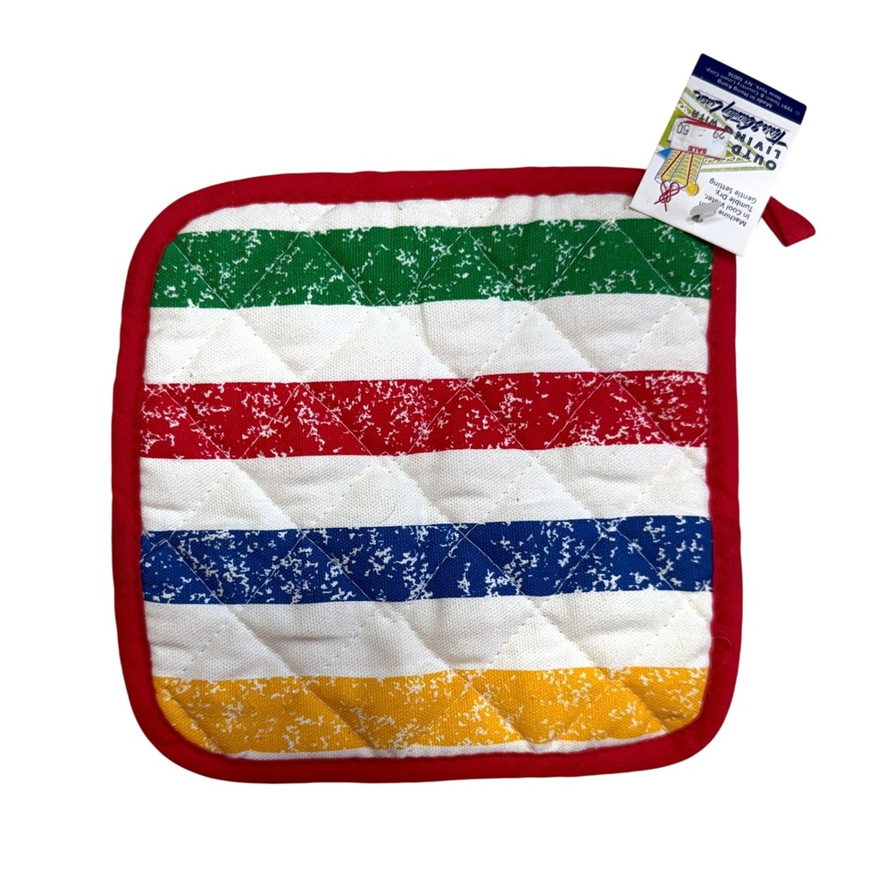 Vintage 90s Town & Country Linen Striped Potholder NWT